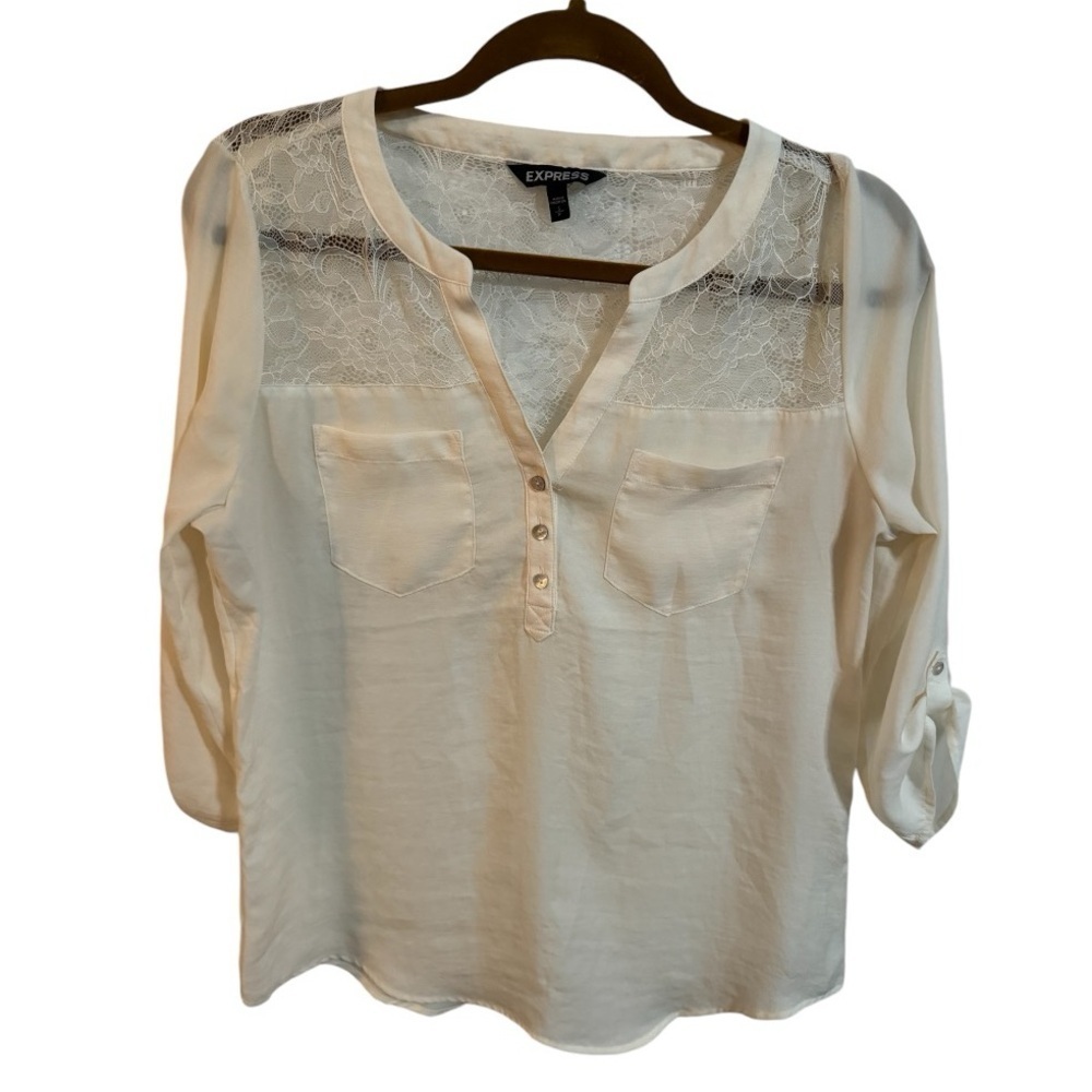 Express Cream Lace 3/4 sleeve Blouse